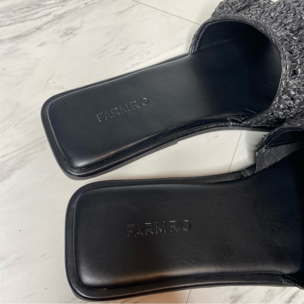 Farm Rio Black Ruffle Square Toe Slide Sandal 9 - Picture 11 of 13